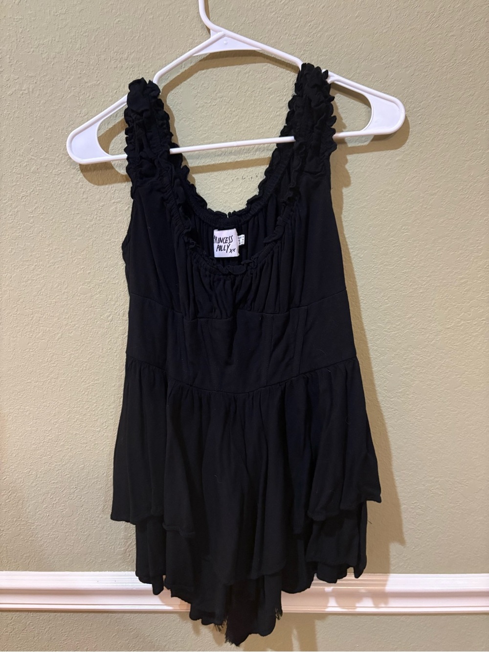 Princess Polly Black Ruffled Tiered Tank